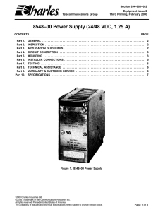 8548–00 Power Supply (24/48 VDC, 1.25 A)