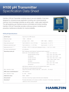 H100 pH Transmitter Specification Data Sheet