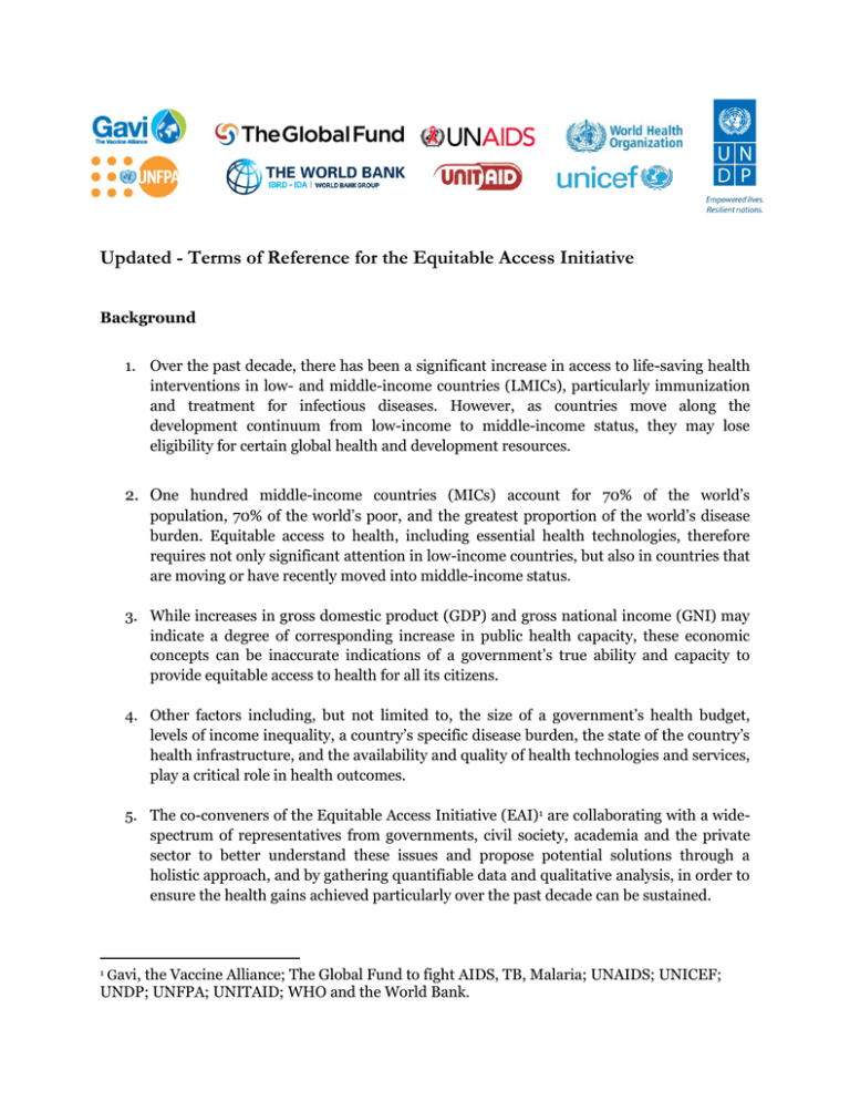 Terms of Reference for the Equitable Access Initiative