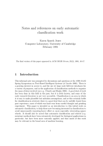 Notes and references on early automatic classification work