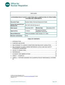 Categorisation of Safety Functions and Classification of Structures