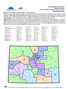 Early Intervention Colorado Program Directory Call our
