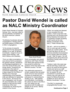 Pastor David Wendel is called as NALC Ministry Coordinator