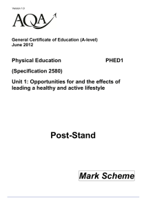 GCE Physical Education Mark Scheme Unit 01