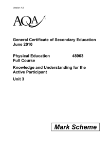 GCSE Physical Education Question Paper June 2010