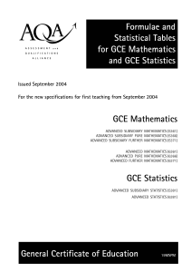 AQA Formulae Booklet