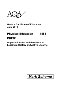 A-level Physical Education Mark Scheme Unit 01