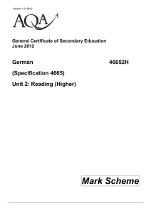 GCSE German Mark Scheme June 2012