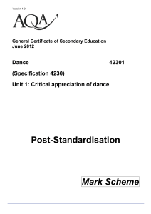 2012 Dance GCSE mark scheme - Christopher Whitehead School