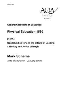 A-level Physical Education Mark Scheme January 2010