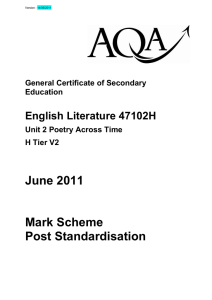 GCSE English Literature Mark Scheme Unit 2H