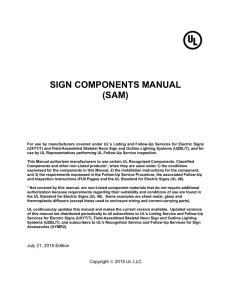 SAM Sign Components Manual 2015