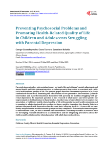 Preventing Psychosocial Problems and Promoting Health