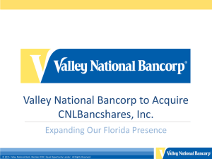 Valley National Bancorp to Acquire CNLBancshares, Inc.