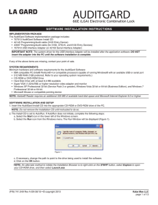 Auditgard - Installation Instructions - PC Software