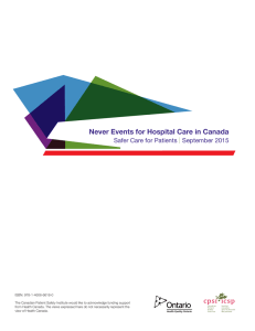 Never Events for Hospital Care in Canada