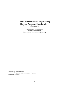 B.S. in Mechanical Engineering Degree Program Handbook