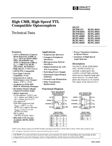 H High CMR, High Speed TTL Compatible Optocouplers Technical