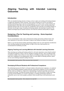 Aligning Teaching with Intended Learning Outcomes