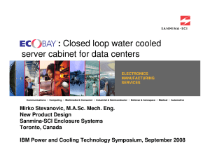 ECOBAY: Closed loop water cooled server cabinet for data centers