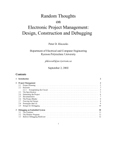 Random Thoughts on Electronic Project Management: Design