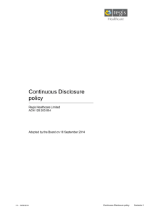 Continuous disclosure policy