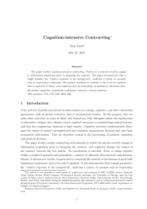 Cognition-intensive Contracting