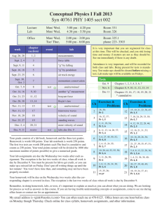 Conceptual Physics I Fall 2013 Syn 40761 PHY 1405 sect 002