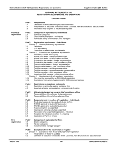 National Instrument 31-103 Registration Requirements