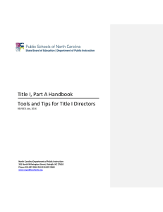 Title I, Part A Handbook Tools and Tips for Title I Directors