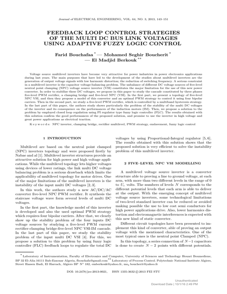 feedback loop control strategies of the multi dc bus link