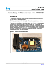 1 kW dual stage DC-AC converter based on the STP160N75F3