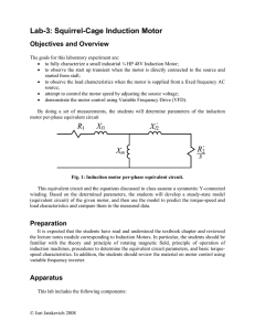Lab-3: Squirrel-Cage Induction Motor Xm Xl R  R Xl s