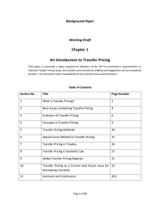 Chapter 1 An Introduction to Transfer Pricing