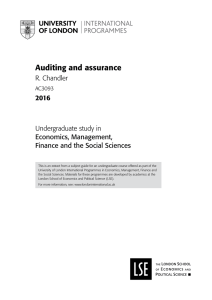 Auditing and assurance - University of London International