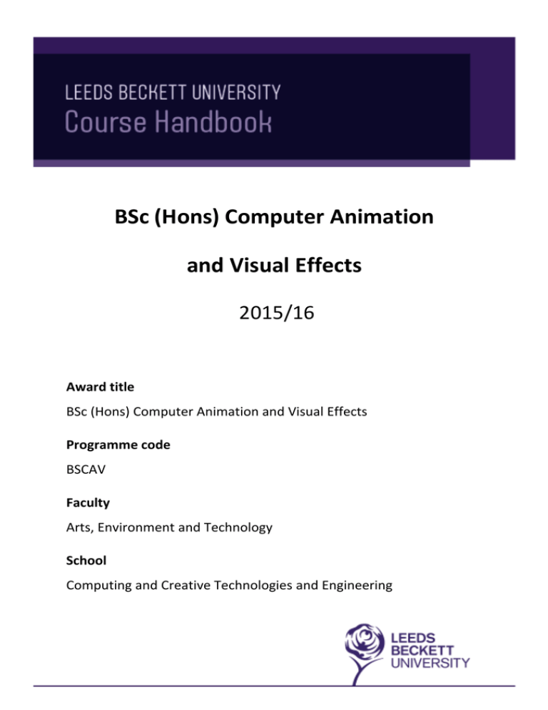 BSc (Hons) Computer Animation and Visual Effects