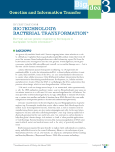 BIOTECHNOLOGY: BACTERIAL TRANsFORMATION
