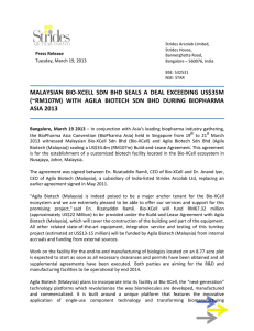 Malaysian Bio-Xcell SDN BHD seals a deal exceeding US
