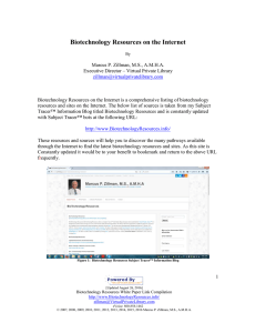 Biotechnology Resources on the Internet
