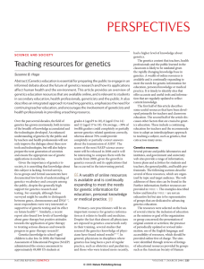Teaching resources for genetics. Nature Reviews