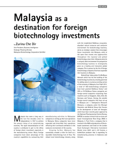 Malaysia as a destination for foreign biotechnology investments