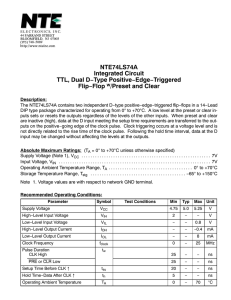 NTE74LS74A Integrated Circuit TTL, Dual D−Type Positive−Edge