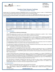 SLIVER3000 solar panel manufacturer`s warranty