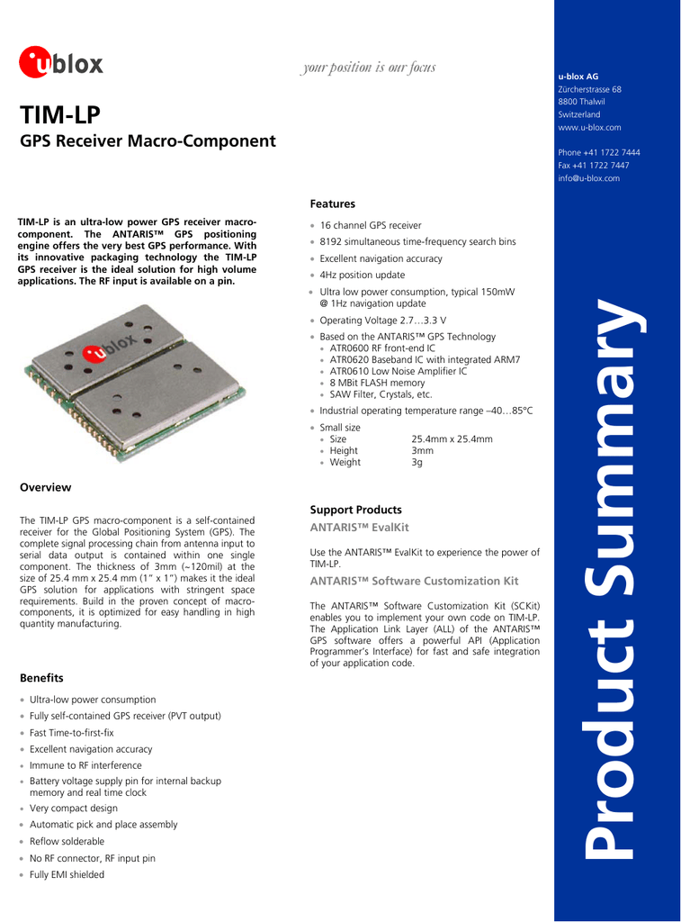 Tim Lp Product Summary Gps G3 Ms3 02028