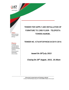 TENDER FOR SUPPLY AND INSTALLATION OF FURNITURE TO