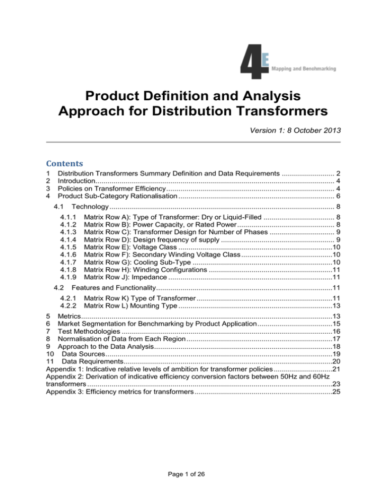 Product Definition and Analysis Approach for Distribution Transformers