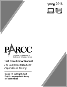 PARCC Spring 2016, Test Coordinator Manual For - Avocet