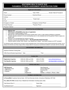 Paramedic Physical Fitness Assessment registration form