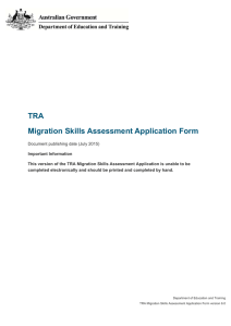 TRA Migration Skills Assessment Application Form
