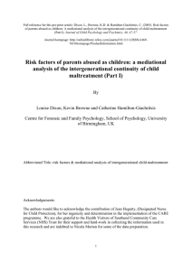 Risk factors of parents abused as children: a mediational analysis of